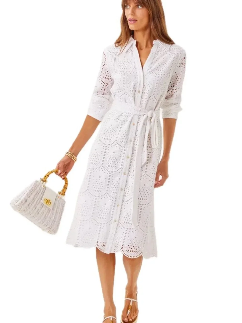 Lilly Pulitzer Midi Shirtdress in Resort White Pineapple - Picture 3 of 12